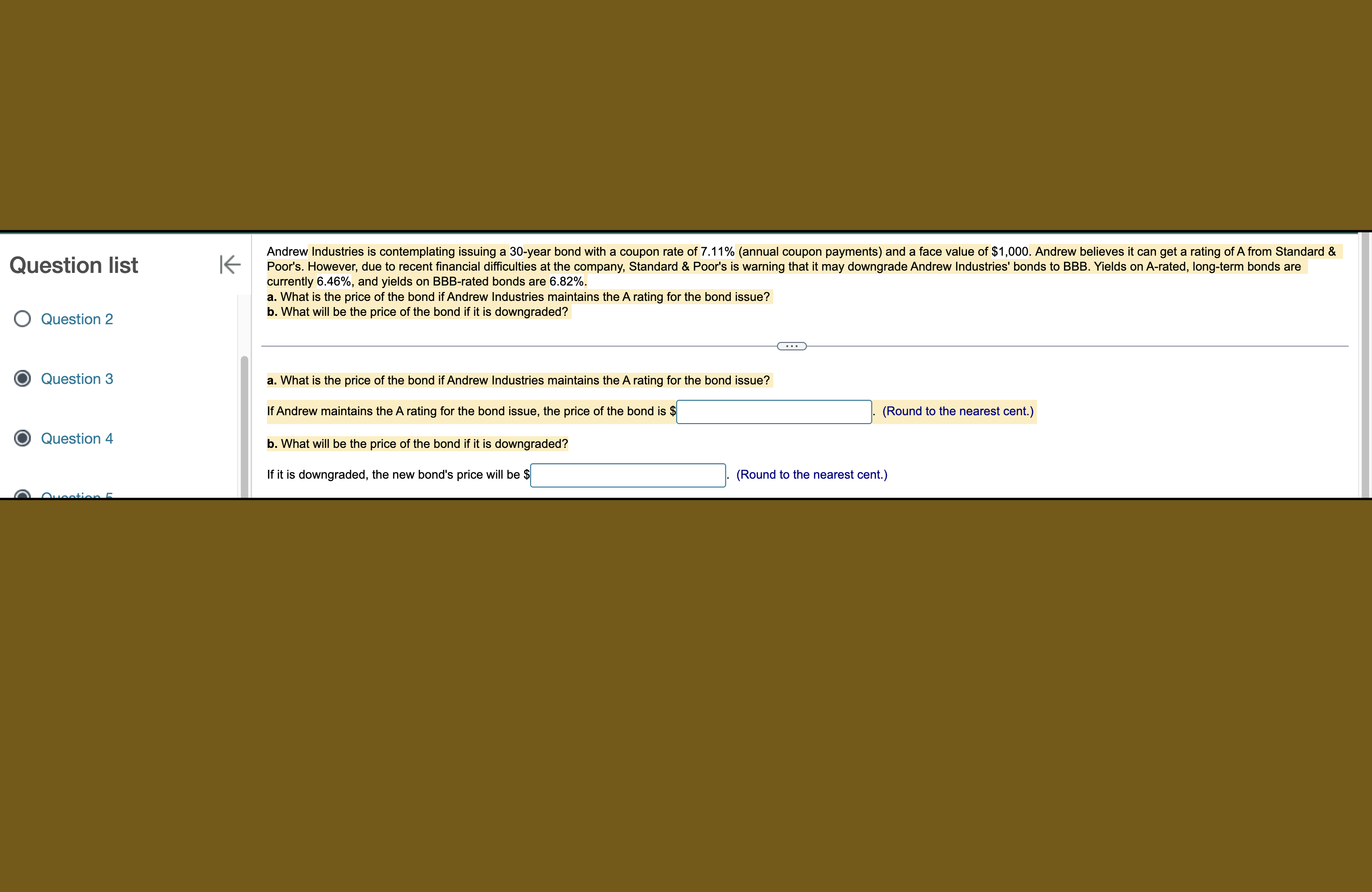  Question list Question 2 Question 3 Question 4 currently 6.46%, and