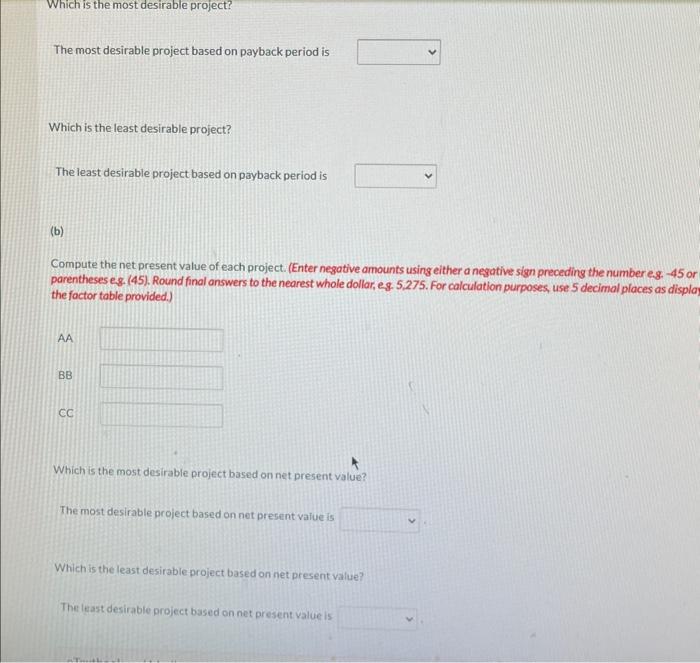 an equipment investment of $26,840. Each project will last for 3 years