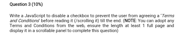 *This question from "Principle of Internet Programming" subject. Question 3 (10%) Write