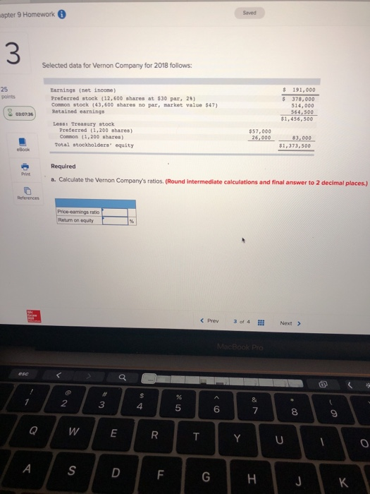  Saved apter 9 Homework 6 3 Selected data for Vernon Company