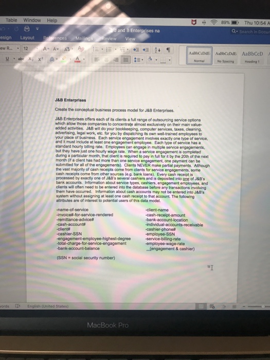  Table Window Help e+ 89%-' , Thu 10:54 A and B