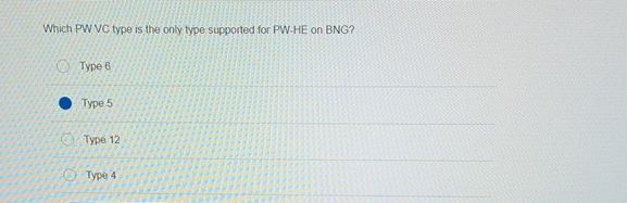  Which PW VC type is the only type supported for PW-HE