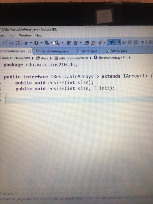  Questions: fix the public void resize( ) in public class ResizableArray