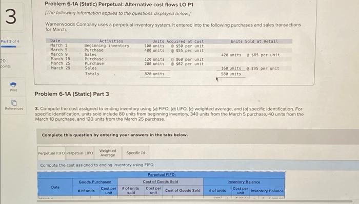  Problem 6-1A (Static) Perpetual: Alternative cost flows LO P1 [The following