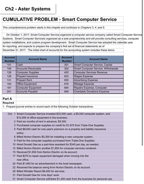  Ch2 - Aster Systems CUMULATIVE PROBLEM - Smart Computer Service This