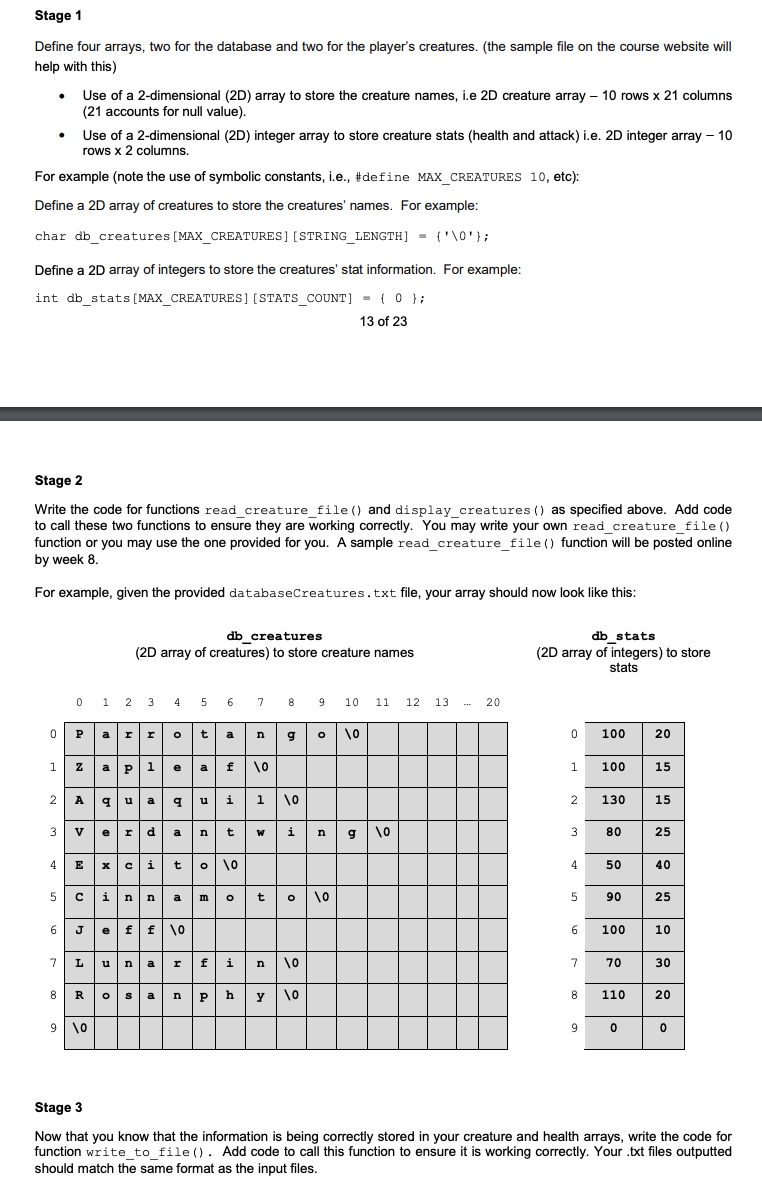  Solve stages 1,2 and 3 using C coding language: Stage 1
