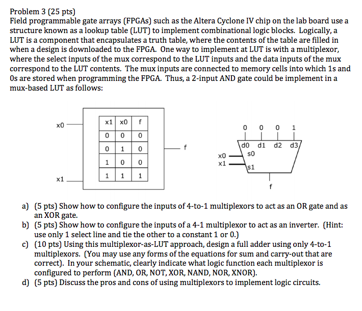  Problem 3 (25 pts) Field programmable gate arrays (FPGAs) such as