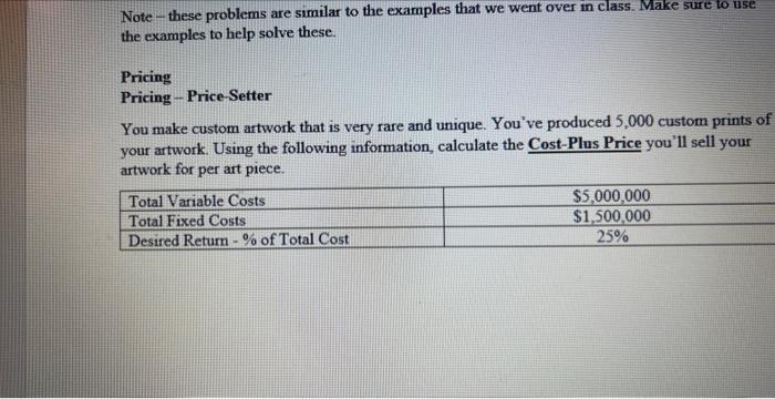  Note - these problems are similar to the examples that we