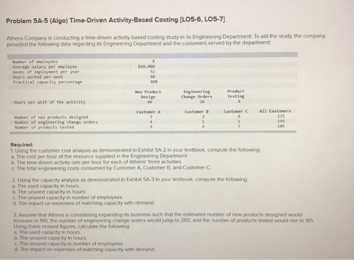  cannot find the right answer, need help Problem 5A-5 (Algo) Time-Driven