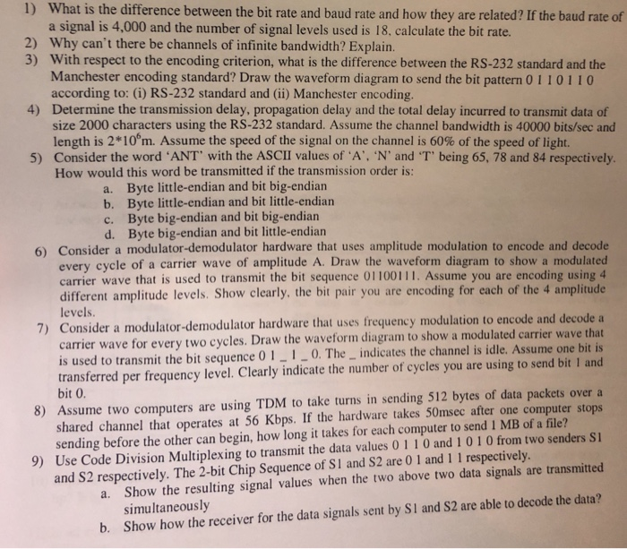  ) What is the difference between the bit rate and baud