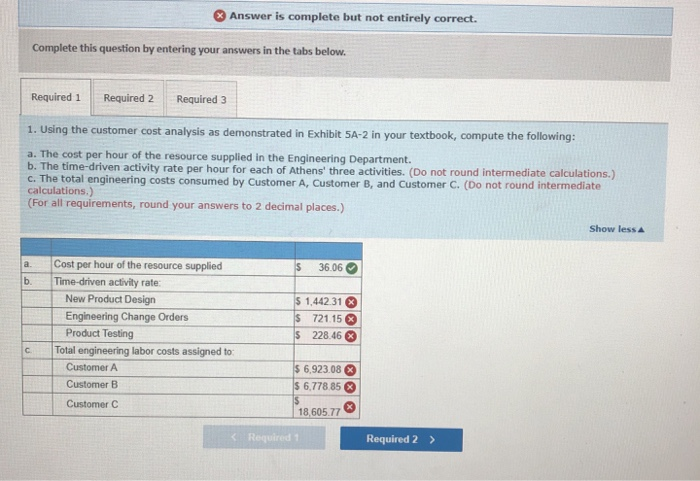 Activity-Based Costing [LO5-6, LO5-7) Athens Company is conducting a time-driven activity-based costing