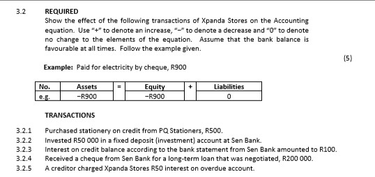 Please answer the question using the information provided. 3.2 REQUIRED Show