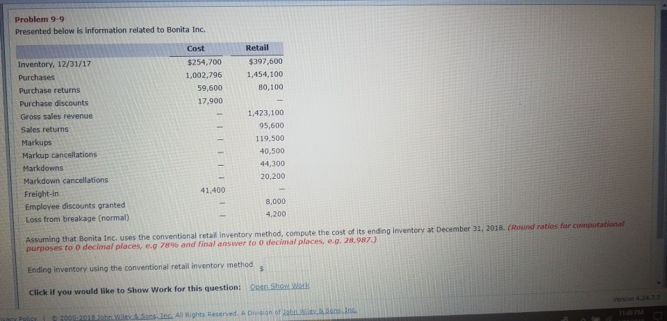 problem 9-9 Problem 9-9 Presented below is information related to Bonita