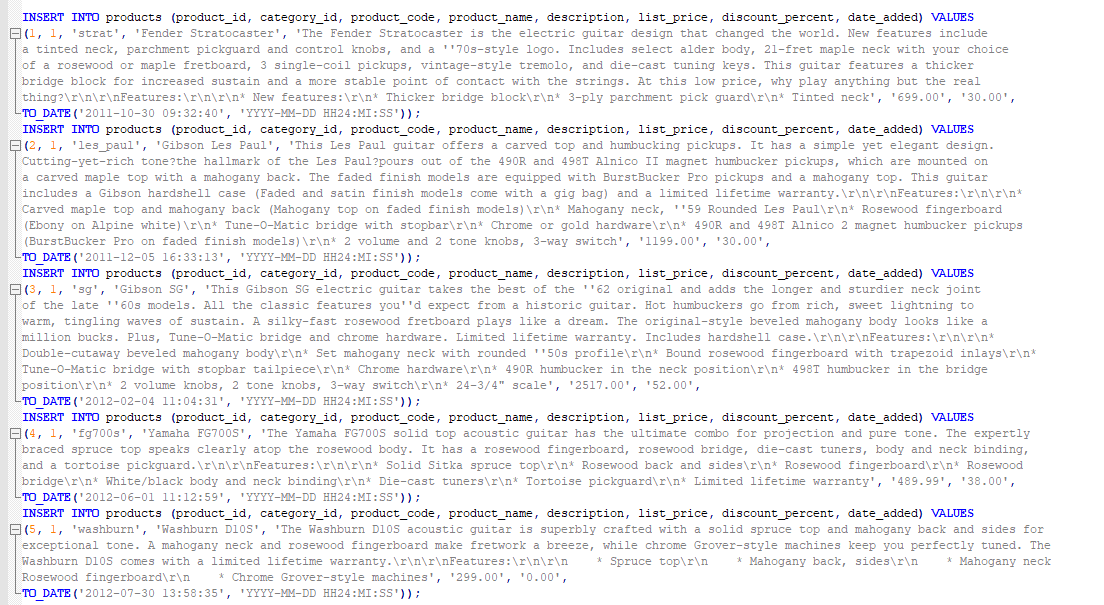 2. Write a SELECT statement that answers this question: Which products have