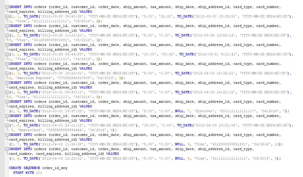 This script creates the schema named mgs -- Connect as the user