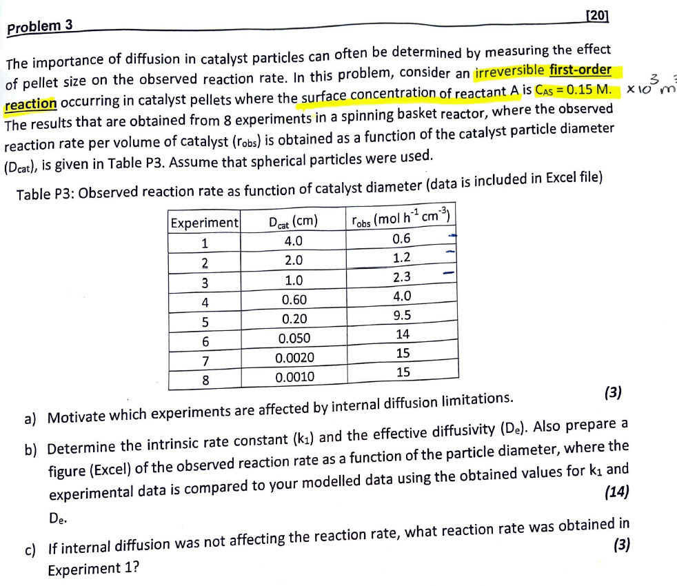  Do not use shrinking core model please and please show calculations