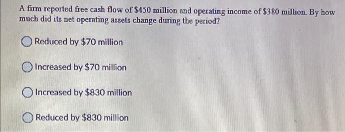 please show work please show work A firm reported free cash flow