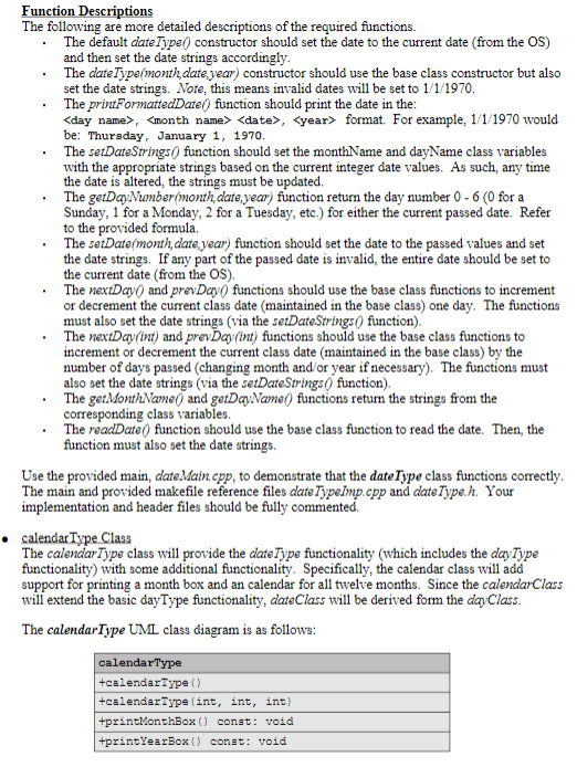 of calendar date support functions., dayType, dateType, and calendar Type. Each of
