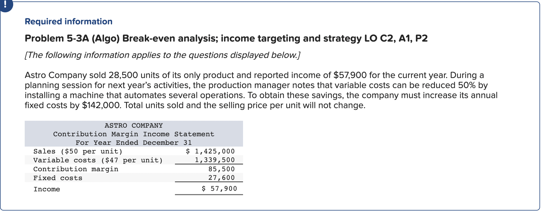 session for next year's activities, the production manager notes that variable costs