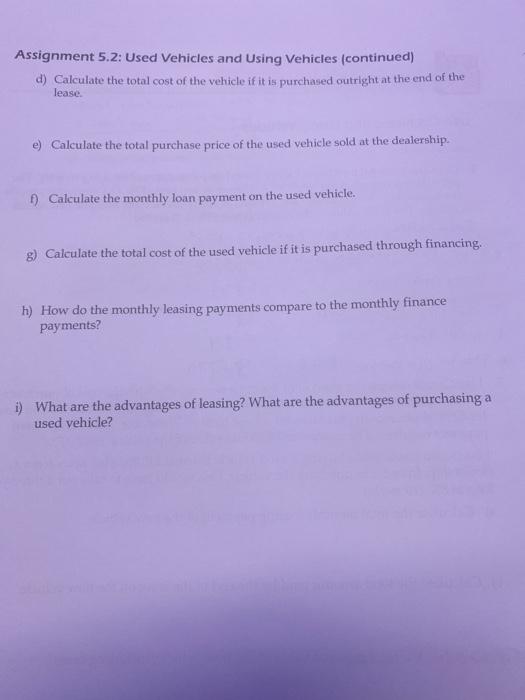 ( Vehicle Finance ) answer D , E , F , G