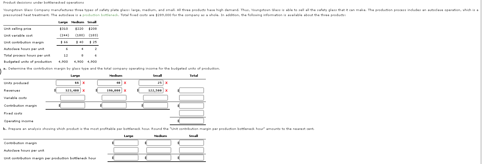  Product decisions under bottlenecked operations a. Determine the contribution margin by