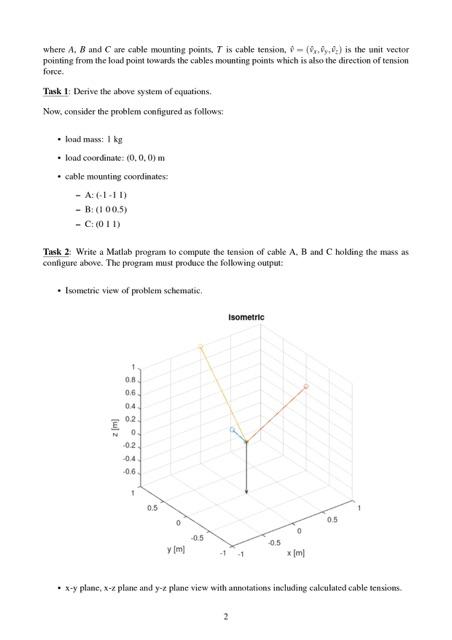 marks Project Description Using force equilibrium in three dimensions, a three cable