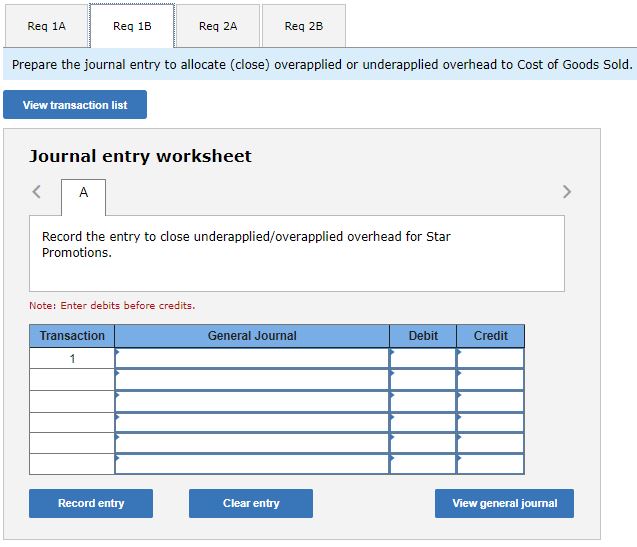 Promotions 1-a. Determine whether overhead is overapplied or underapplied. 1-b. Prepare the