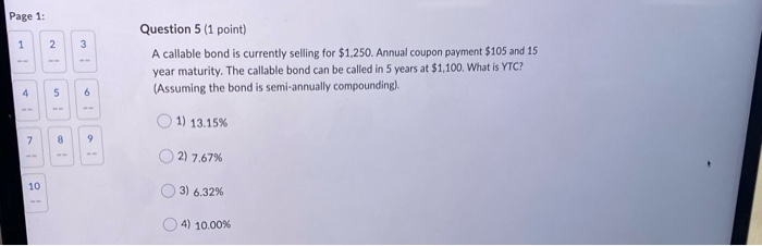 4) $1,005.96 Page 1: Question 2 (1 point) Which of the following