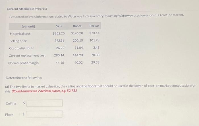  Current Attempt in Progress Presented below is information related to Waterway