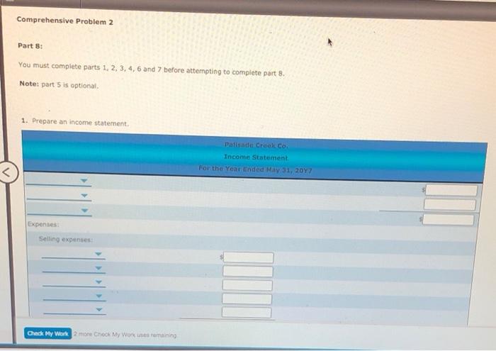  Comprehensive Problem 2 Part 8: You must complete parts 1, 2,