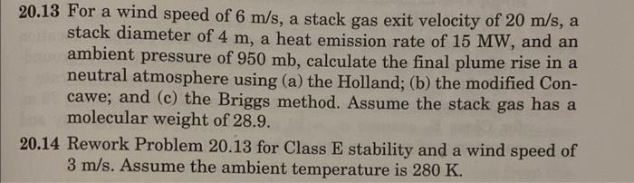 Please Help with Problem 20.14 !! 20.13 For a wind speed of