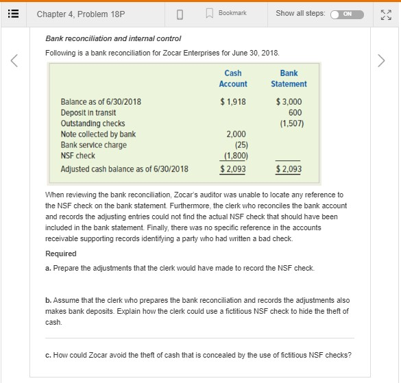  Chapter 4, Problem 18P O Bookmark Show all steps: ON Bank