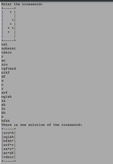 crosswords. We assume a crossword defined by its shape and a list