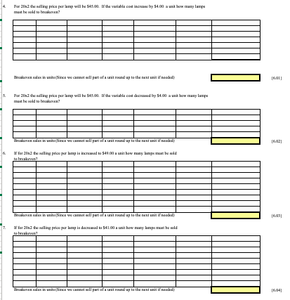 projected cost of a lamp is calculated based upon the projected increases