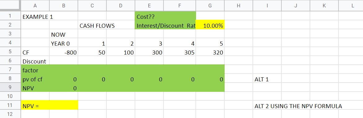 How to calculate Net Present Value (NPV)? G H J K K