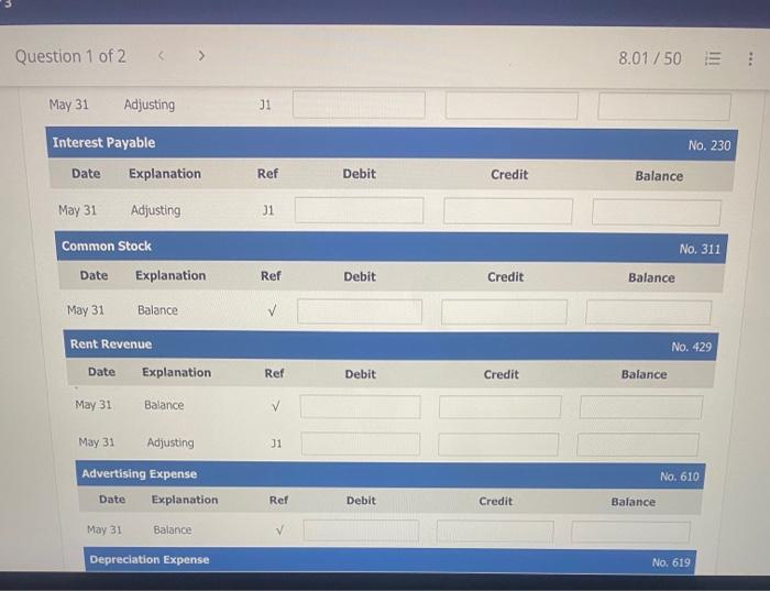 accounts for Sheridan Company also contains the following accounts and account numbers: