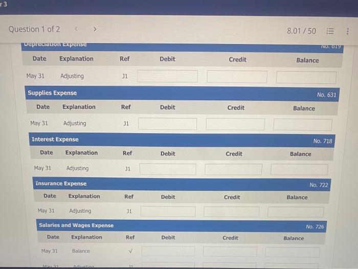 No. 142 Accumulated Depreciation-Buildings, No, 150 Accumulated Depreciation-Equipment, No. 212 Salaries and