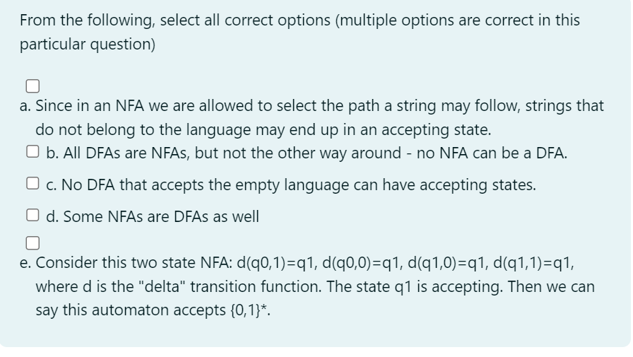 From the following, select all correct options (multiple options are correct