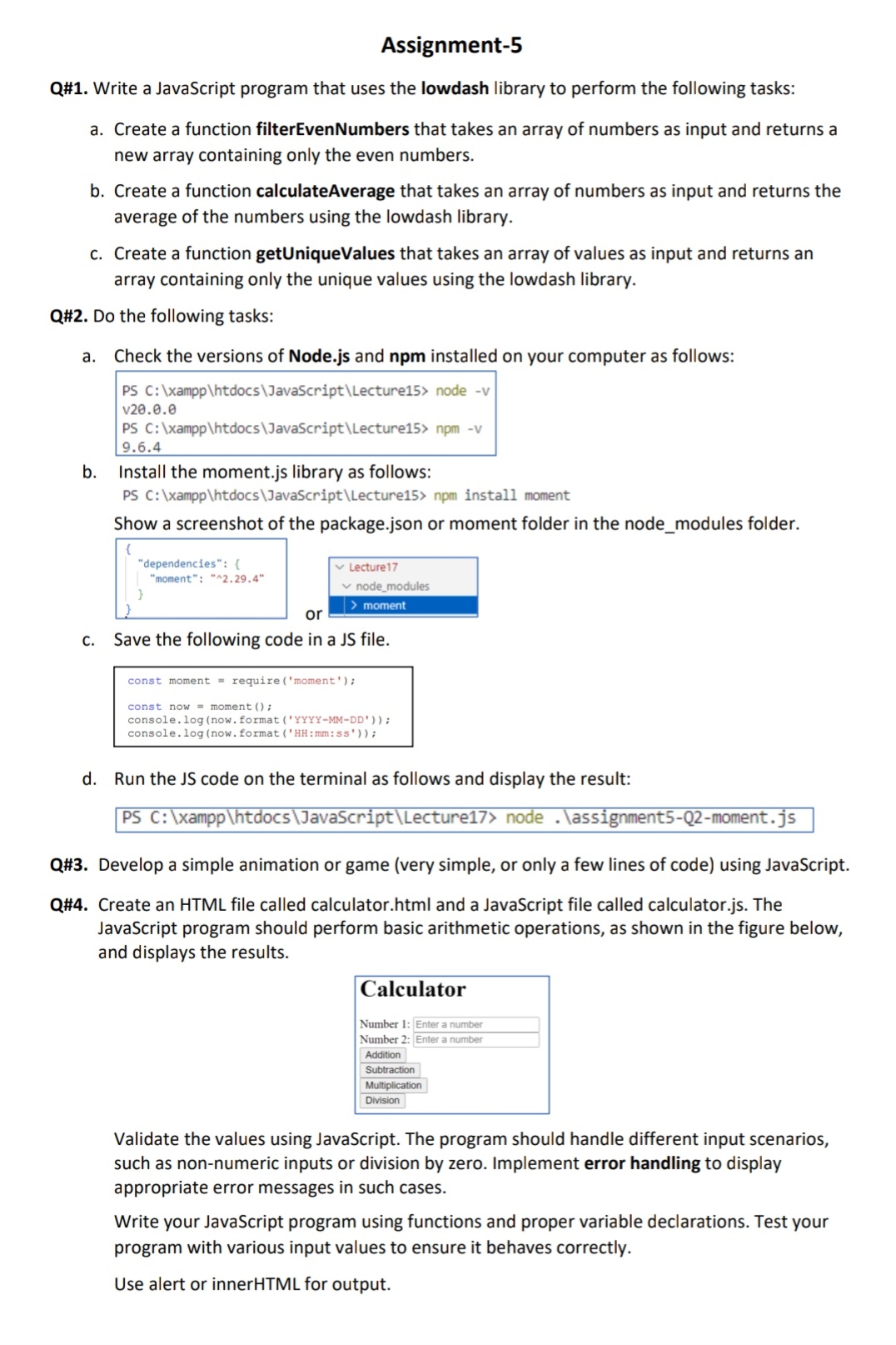  Submit all the HTML/JS codes and a screenshot of the output