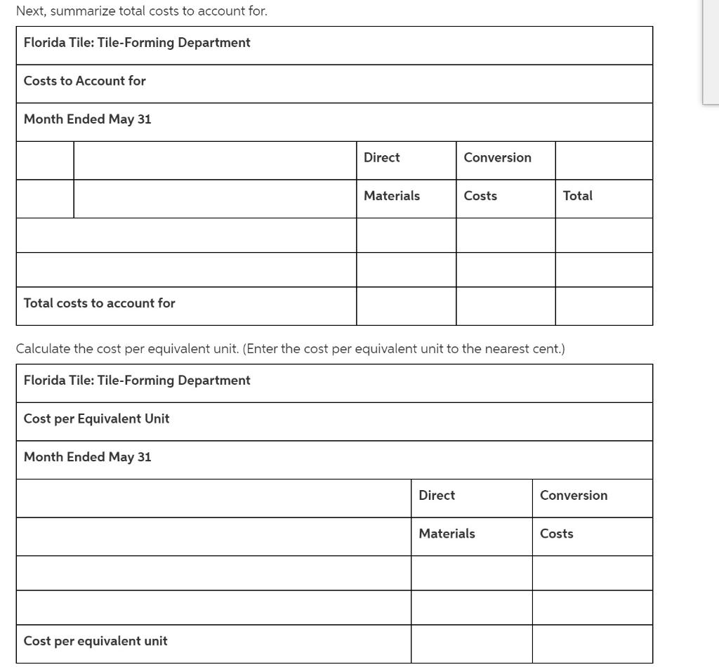 and Tile-Finishing. The following information was found for Florida Tile's first production