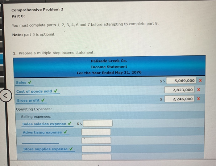  Comprehensive Problem 2 Part 8: You must complete parts 1, 2,