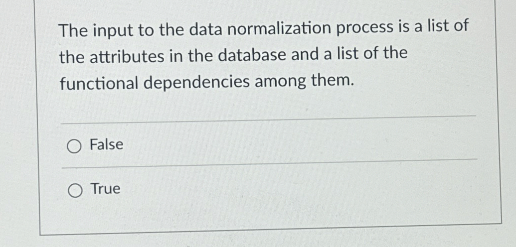  The input to the data normalization process is a list of