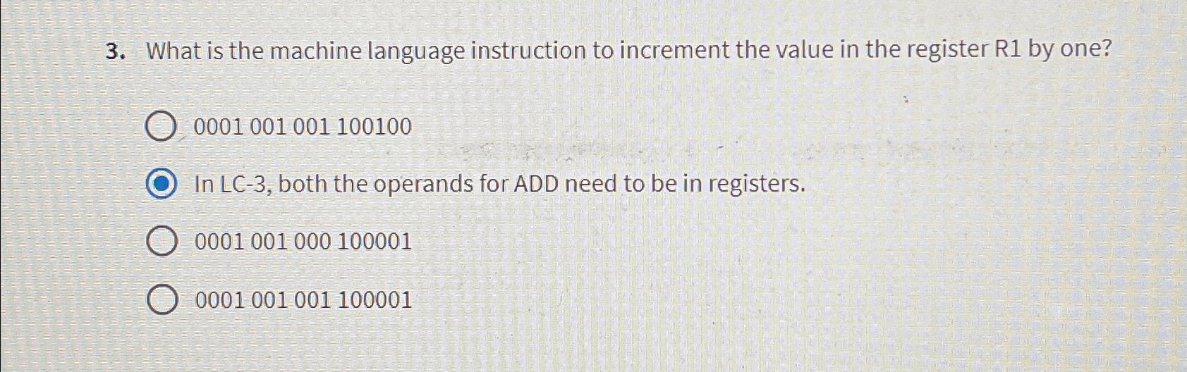  What is the machine language instruction to increment the value in