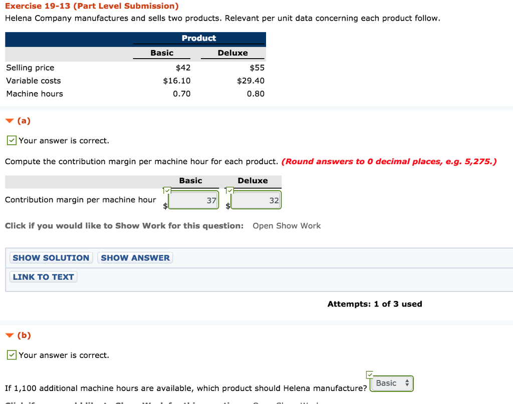 Please do part C Exercise 19-13 (Part Level Submission) Helena Company manufactures