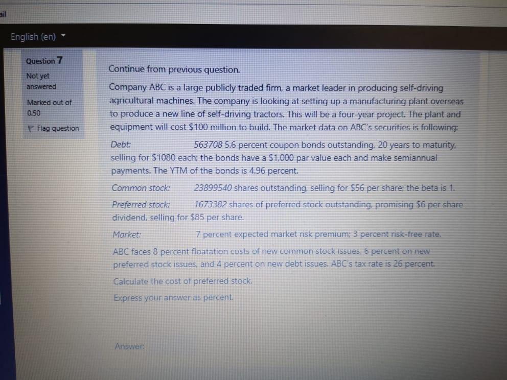 Sil English (en) Question 7 Continue from previous question. Not yet