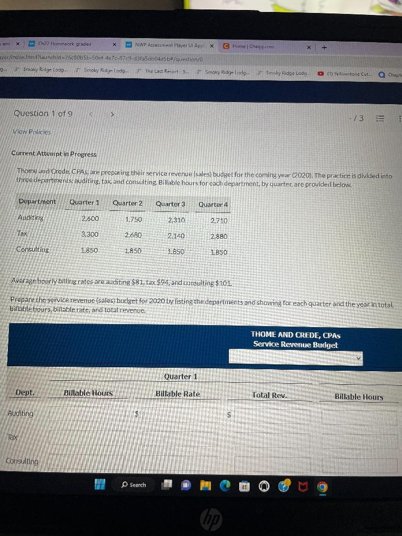 Current Attempt in Progress Thome and Crede, CPAs, are preparing their