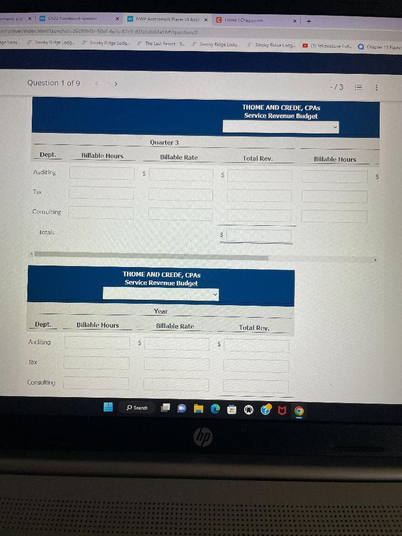 divided into three departments: auditing, tax, and consulting. Billable hours for each