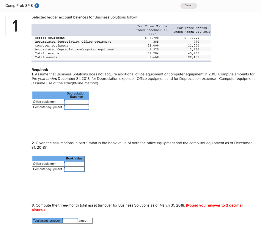  Comp Prob SP 8 Saved Selected ledger account balances for Business