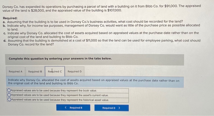 appraised value of the land is $28,000, and the appraised value of