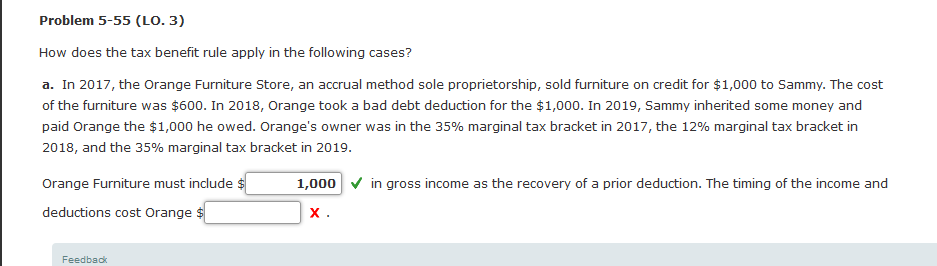 Please show how you get the answer. Thanks! Problem 5-55 (LO.
